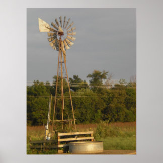 風車3カラープリント ポスター