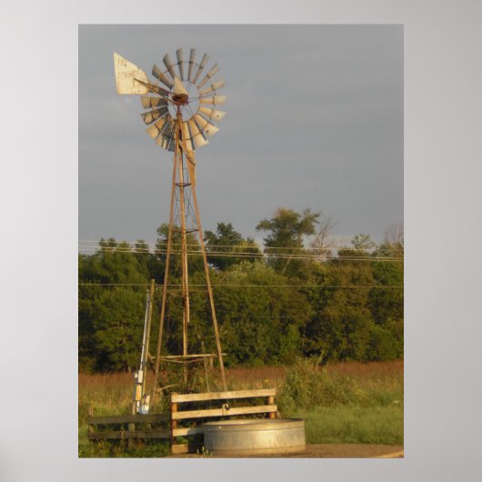 風車3カラープリント ポスター (正面)