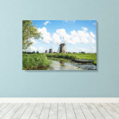 風車3基と運河のキャンバス キャンバスプリント (インサイチュ (ウッドフロア))