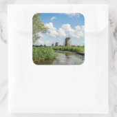 風車3基と運河のシール スクエアシール (バッグ)