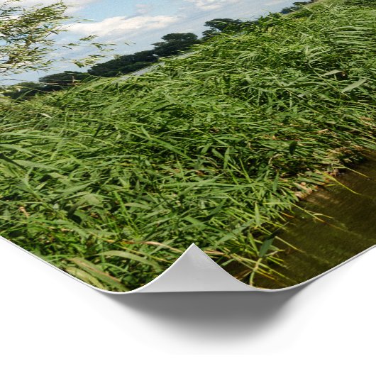 風車3基と運河ポスター ポスター (角)