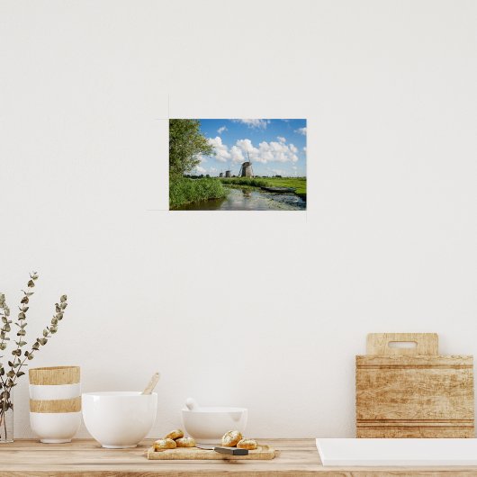 風車3基と運河ポスター ポスター (キッチン)