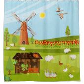 風車 シャワーカーテン (正面)