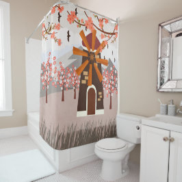 風車 シャワーカーテン