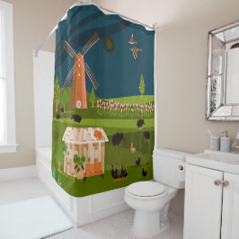 風車 シャワーカーテン