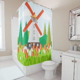 風車 シャワーカーテン