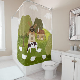 風車 シャワーカーテン