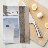 風車、ミコノス、ギリシャ キッチンタオル (四つ折り)