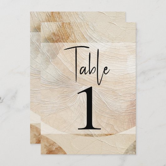 風通しの中性自然要素ボヘミアンテーブル番号 招待状 (正面/裏面)