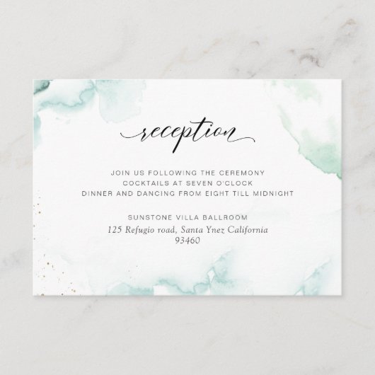 風通しの水彩結婚式のレセプションカード エンクロージャーカード (正面)