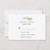 風通しの良いピンクの牧草地ワイルドフラワーウェディングRSVP 出欠カード (正面)