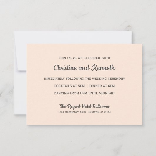 風通しの良いピンクの野草花ウェディングレセプション 出欠カード (裏面)