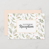 風通しの良いピンクの野草花ウェディングレセプション 出欠カード (正面/裏面)