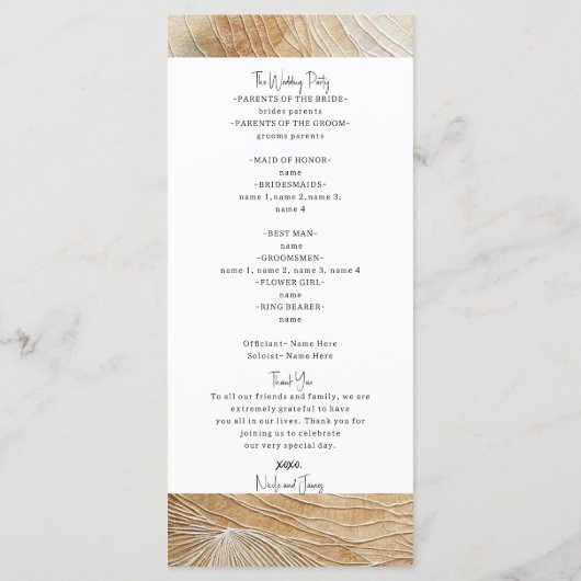 風通しの良い中性自然要素ボヘミアンボホ結婚ズ プログラム (裏面)