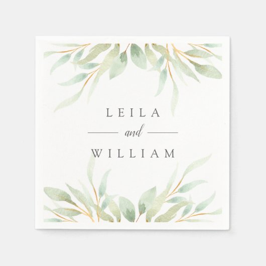 風通しの良い植物 |パーソナライズされた結婚s スタンダードカクテルナプキン (正面)