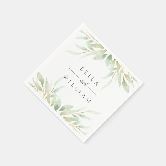 風通しの良い植物 |パーソナライズされた結婚s スタンダードカクテルナプキン (角)