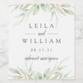 風通しの良い植物 |パーソナライズされた結婚s ワインラベル (シングルラベル)