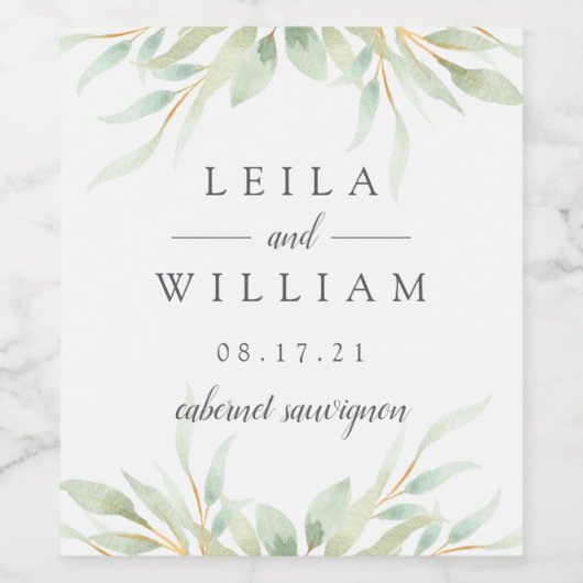 風通しの良い植物 |パーソナライズされた結婚s ワインラベル (シングルラベル)