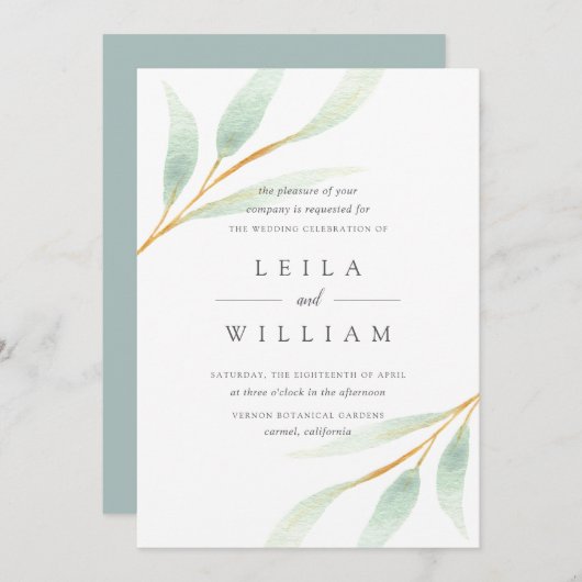 風通しの良い植物 |結婚式招待状 招待状 (正面/裏面)