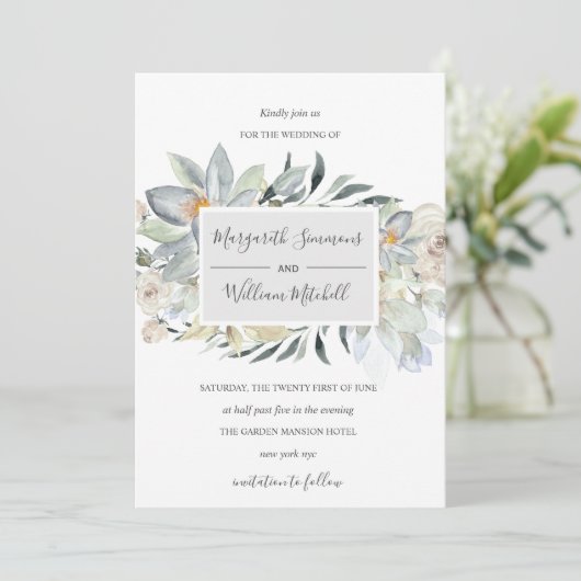 風通しの良い牧草地ソフトフローラフレーム水彩 セーブザデート (スタンド正面)