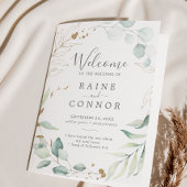 風通しの良い緑と金ゴールドの葉結婚折り プログラム