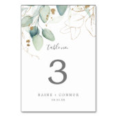 風通しの良い緑と金ゴールドリーフテーブル番号 テーブルナンバー (裏面)