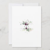 風通しの良い緑の紫ピンクの花結婚金ゴールド 招待状 (裏面)