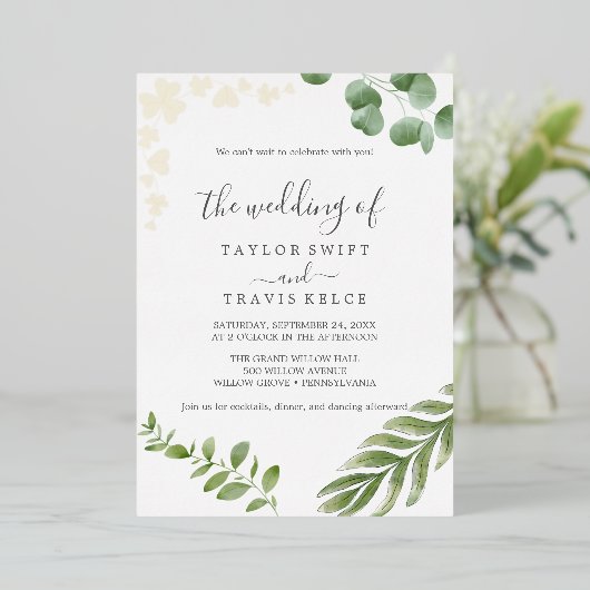 風通しの良い緑 | プレス金箔結婚箔 箔招待状 (立ち正面)