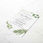 風通しの良い緑 | プレス金箔結婚箔 箔招待状 (回転した状態)