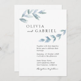 風通エレガントしの良い水の色の植物結婚の色 招待状
