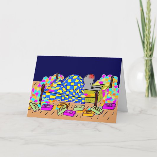 風邪でベッドにロバを入れる シーズンカード (正面)