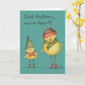 風邪は挨拶状-ティール（緑がかった色） --に羽をつけます カード (黄色い花)