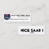 風防ガラスカードは、- TXからのSaabファンを薄くします スキニー名刺 (正面/裏面)