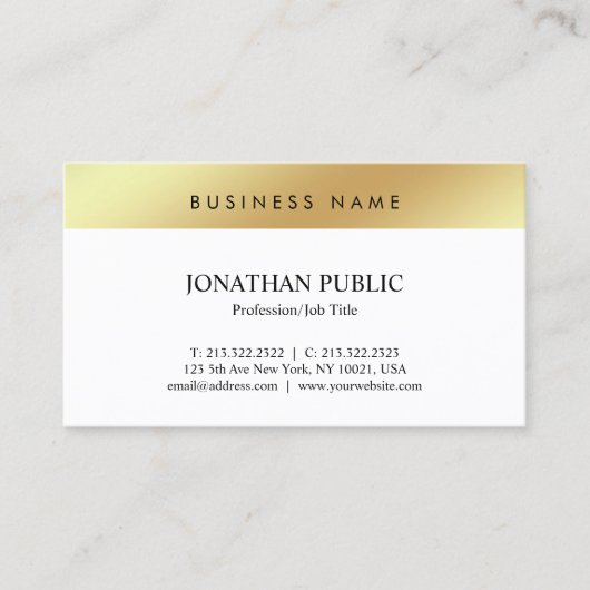 風雅な最小主義のモダンでシンプルで粋な金ゴールド 名刺 (正面)