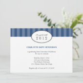 風雅な青い縞の卒業のクラスの招待 招待状 (スタンド正面)
