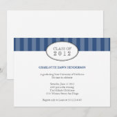 風雅な青い縞の卒業のクラスの招待 招待状 (正面/裏面)