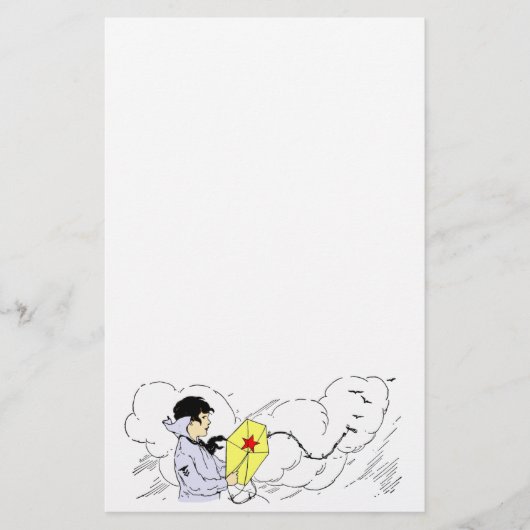 風飛んでいるの強い日文房具の凧 便箋 (正面)