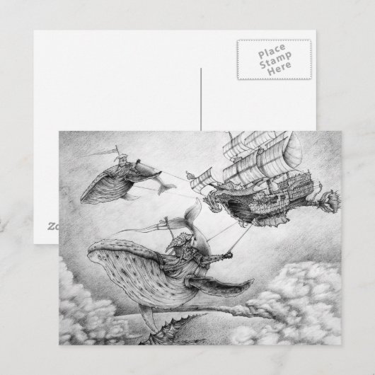 「風鯨」のはがき ポストカード (正面/裏面)