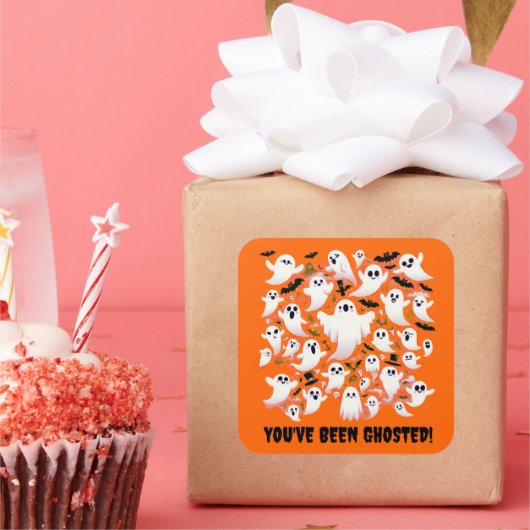 飛おもしろい行中にゴーストされた幽霊 スクエアシール (パーティー)