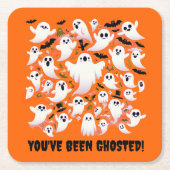 飛おもしろい行中にゴーストされた幽霊 スクエアペーパーコースター (正面)