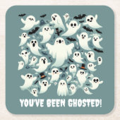 飛おもしろい行中にゴーストされた幽霊 スクエアペーパーコースター (正面)