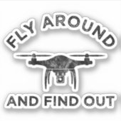 飛のまわりにんでドローンのおもしろいパイロット シール (正面)