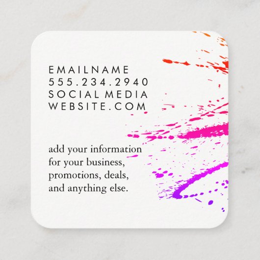 飛びカラフルた スクエア名刺 (裏面)