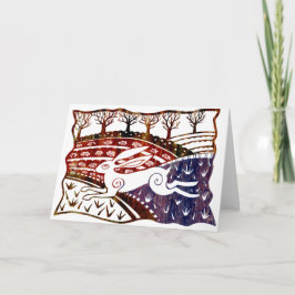 飛びカラフル上がるウサギ カード