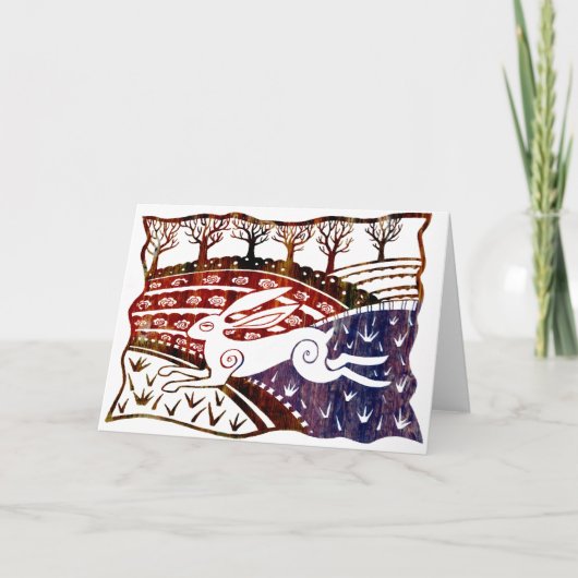 飛びカラフル上がるウサギ カード (正面)