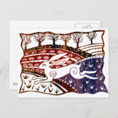 飛びカラフル上がるウサギ ポストカード (正面/裏面)