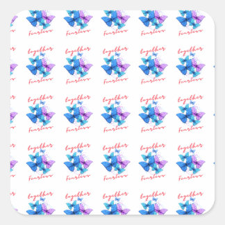 飛び交う蝶：希望とトランスフォーのシンボル スクエアシール