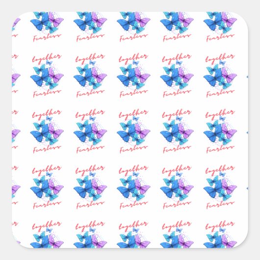 飛び交う蝶：希望とトランスフォーのシンボル スクエアシール (正面)