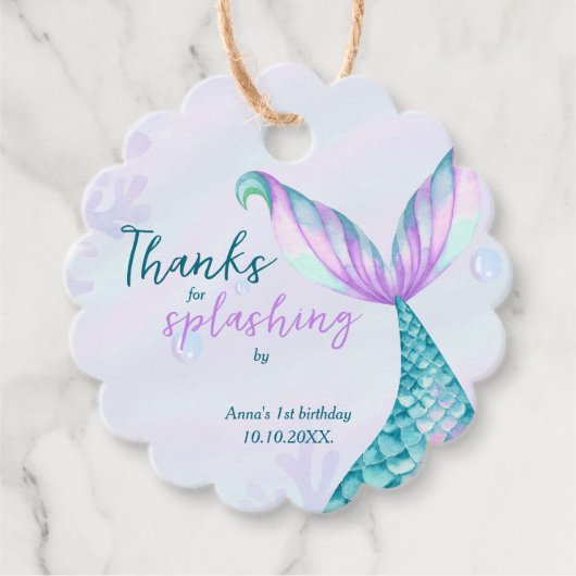 飛び感謝してい散り用マーメイド誕生日 フェイバータグ (正面)
