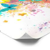 飛び散った木のアー絵を描トイラストレーション ポスター (角)